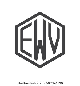 initial three letter logo hexagon black