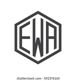 initial three letter logo hexagon black