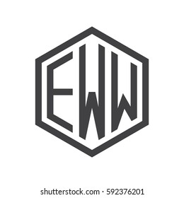 initial three letter logo hexagon black