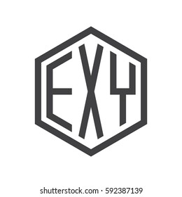 initial three letter logo hexagon black