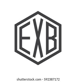 initial three letter logo hexagon black