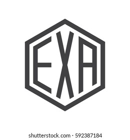 initial three letter logo hexagon black