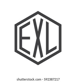 initial three letter logo hexagon black