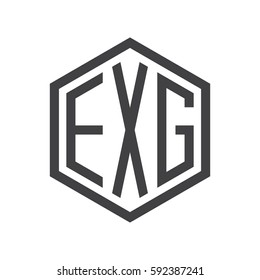 initial three letter logo hexagon black