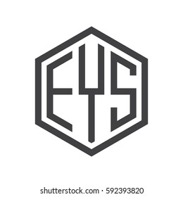 initial three letter logo hexagon black