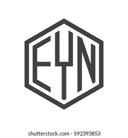 initial three letter logo hexagon black