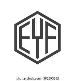 initial three letter logo hexagon black