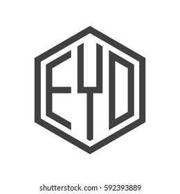 initial three letter logo hexagon black