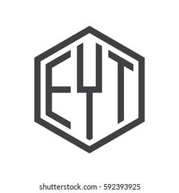 initial three letter logo hexagon black