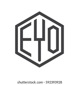 initial three letter logo hexagon black