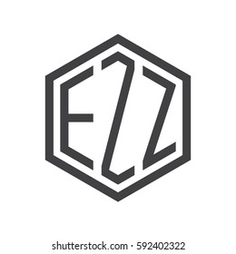 initial three letter logo hexagon black