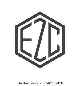 initial three letter logo hexagon black