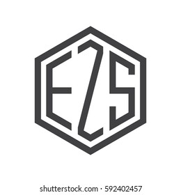 initial three letter logo hexagon black