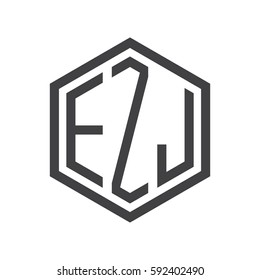 initial three letter logo hexagon black