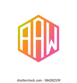 initial three letter negative space logo hexagon orange pink