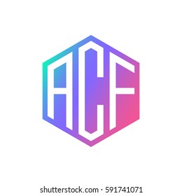 initial three letter negative space logo hexagon blue purple pink