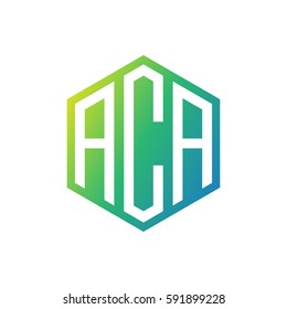 initial three letter negative space logo hexagon green blue
