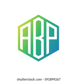 initial three letter negative space logo hexagon green blue
