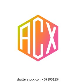 initial three letter negative space logo hexagon orange pink