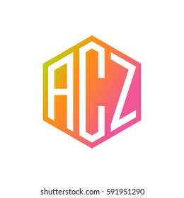 initial three letter negative space logo hexagon orange pink