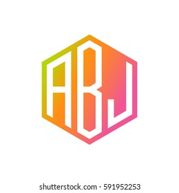 initial three letter negative space logo hexagon orange pink