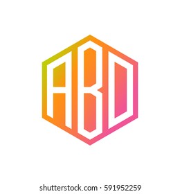 initial three letter negative space logo hexagon orange pink