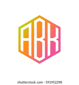 initial three letter negative space logo hexagon orange pink