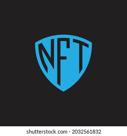 initial three letter NFT shield monogram logo vector
