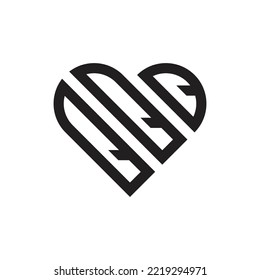 vector inicial de tres letras q de contorno cardiaco