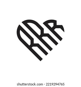 initial three letter r heart outline logo vector