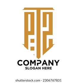 initial three letter shape logo vector P T S