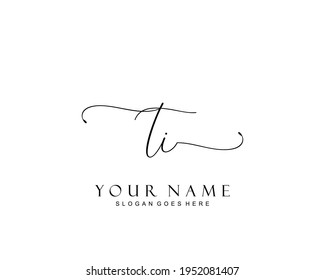 Initial TI beauty monogram and elegant logo design, handwriting logo of initial signature, wedding, fashion, floral and botanical with creative template.