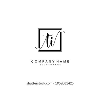 Initial TI beauty monogram and elegant logo design, handwriting logo of initial signature, wedding, fashion, floral and botanical with creative template.