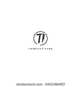 Initial TI brush logo company trend identity