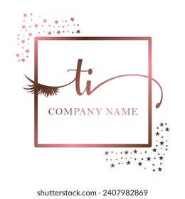 Initial TI calligraphy company eye and eyelash handwriting