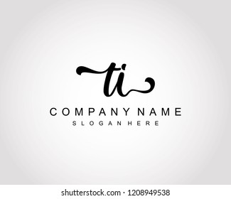 Initial TI handwriting logo vector