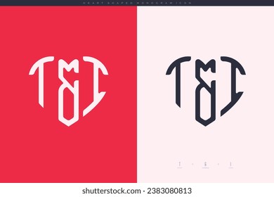 initial TI letters with red heart and love logo flat icon monogram concept