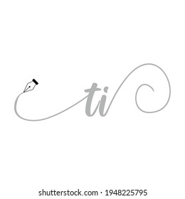 Initial TI logo handwriting business illustration fashion simple