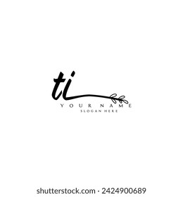 Initial TI logo handwriting floral typography ornament