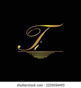 Initial TI logo signature elegant gold element