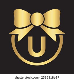 Initial Tie Logo Combine With Letter U Vector Template