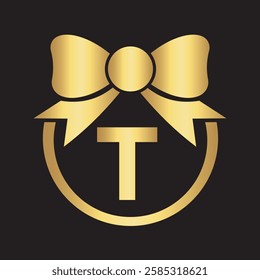 Initial Tie Logo Combine With Letter T Vector Template