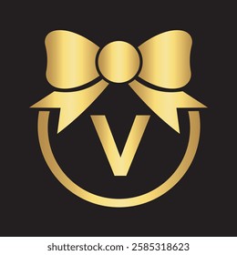 Initial Tie Logo Combine With Letter V Vector Template