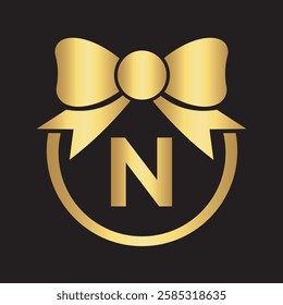 Initial Tie Logo Combine With Letter N Vector Template