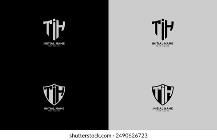 Initial TIH with abstract shield logo template vector design