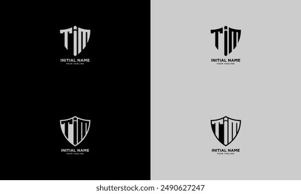 Initial TIM with abstract shield logo template vector design