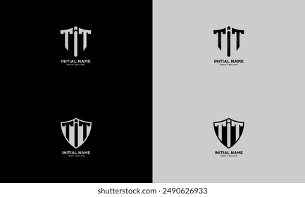 Initial TIT with abstract shield logo template vector design