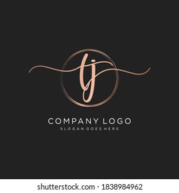 Initial TJ beauty monogram and elegant logo design, handwriting logo of initial signature, wedding, fashion, floral and botanical with creative template.