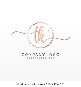 Initial TK beauty monogram and elegant logo design, handwriting logo of initial signature, wedding, fashion, floral and botanical with creative template.