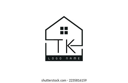 Initial TK letter with real estate, home, house logo design vector.
